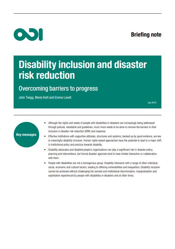 Disability Inclusion And Disaster Risk Reduction Overcoming Barriers To Progress Unw Wrd